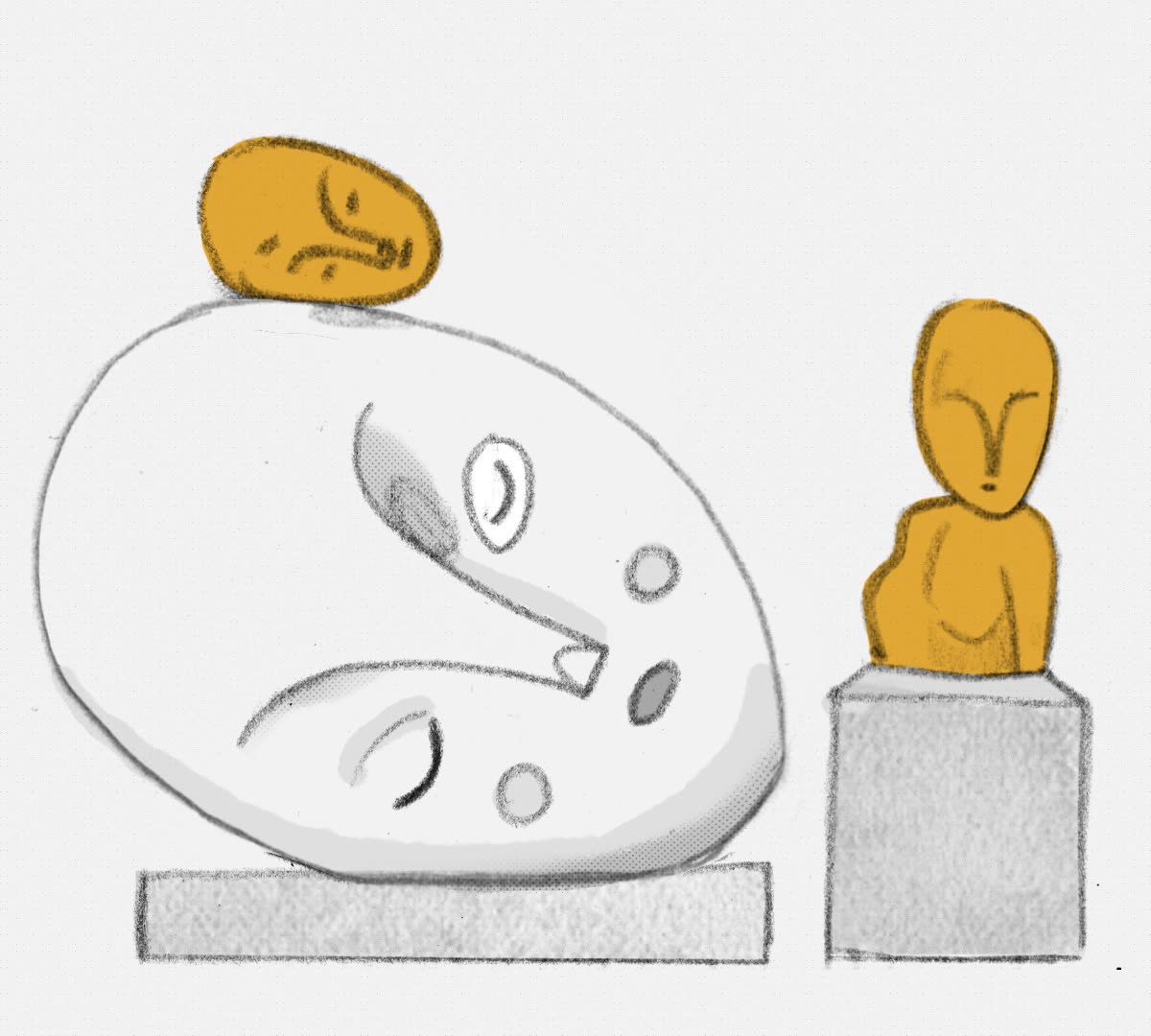 Muse — pencil sketch of the sleeping head and bust